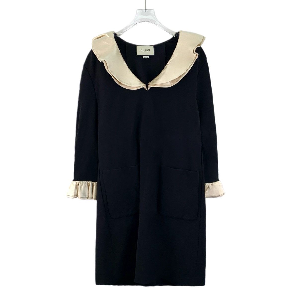 Gucci Gucci Black Ruffled V-neck Long Sleeve Dress K26WX Size M / US 6-8 / IT 42-44 - 1 Thumbnail