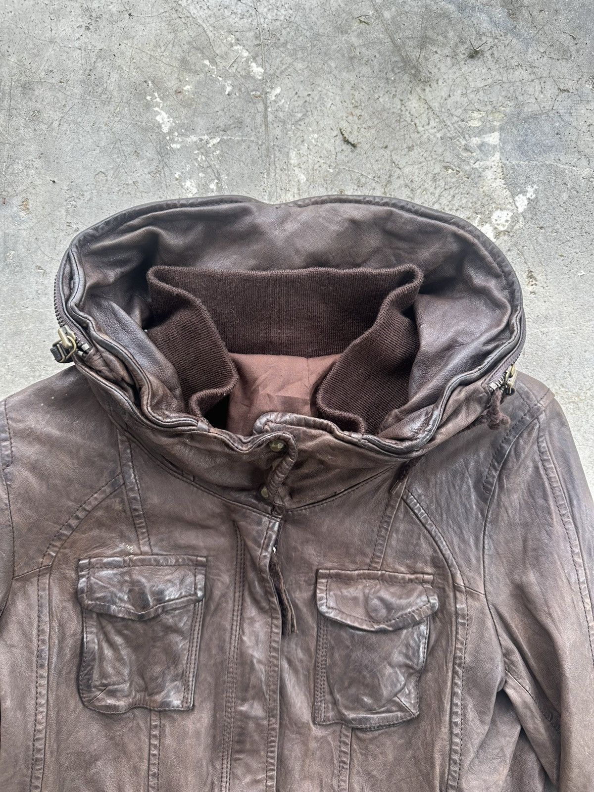 Le Grande Bleu (L.G.B.) Vintage Bono Sheepskin Leather Hooded Jacket Size US S / EU 44-46 / 1 - 4 Thumbnail