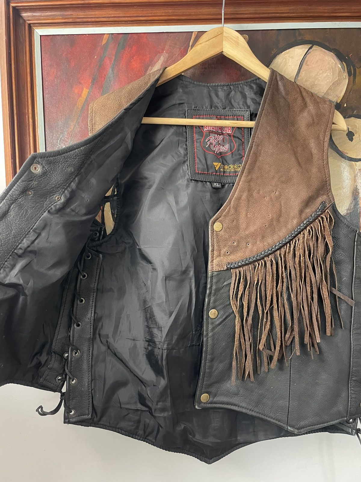 Leather Vintage Leather Vest Motorcycle Rare Y2k Moto Racing Hype Size US L / EU 52-54 / 3 - 3 Thumbnail