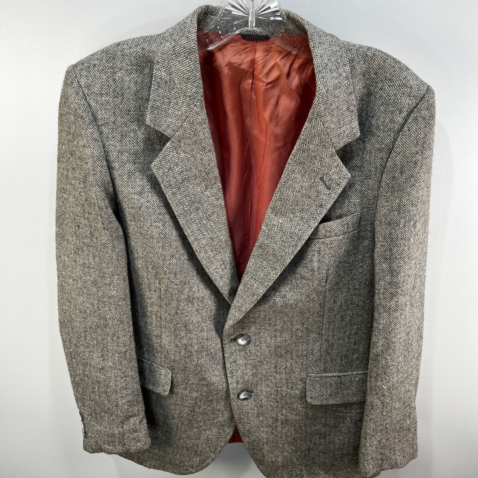 Vintage Vintage Sears Herringbone Wool Blend Blazer Gray Heritage Size 42R - 2 Thumbnail