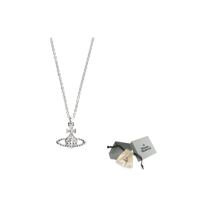 Vivienne Westwood Brass Saturn Necklace in Silver 0079