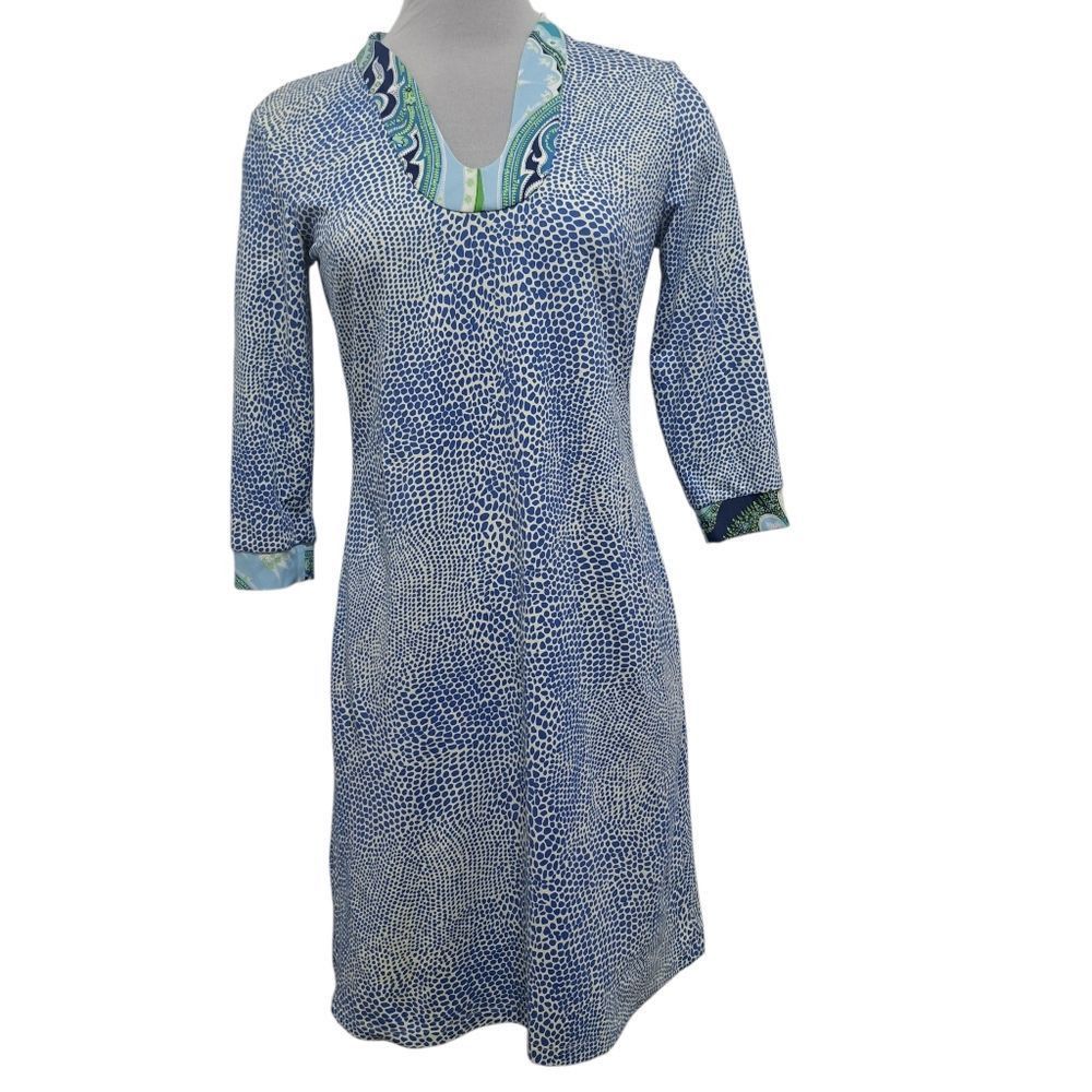 J.McLaughlin J.McLaughin Gisel Tunic Catalina V Neck Speckle Blue/White/G Size S / US 4 / IT 40 - 2 Thumbnail