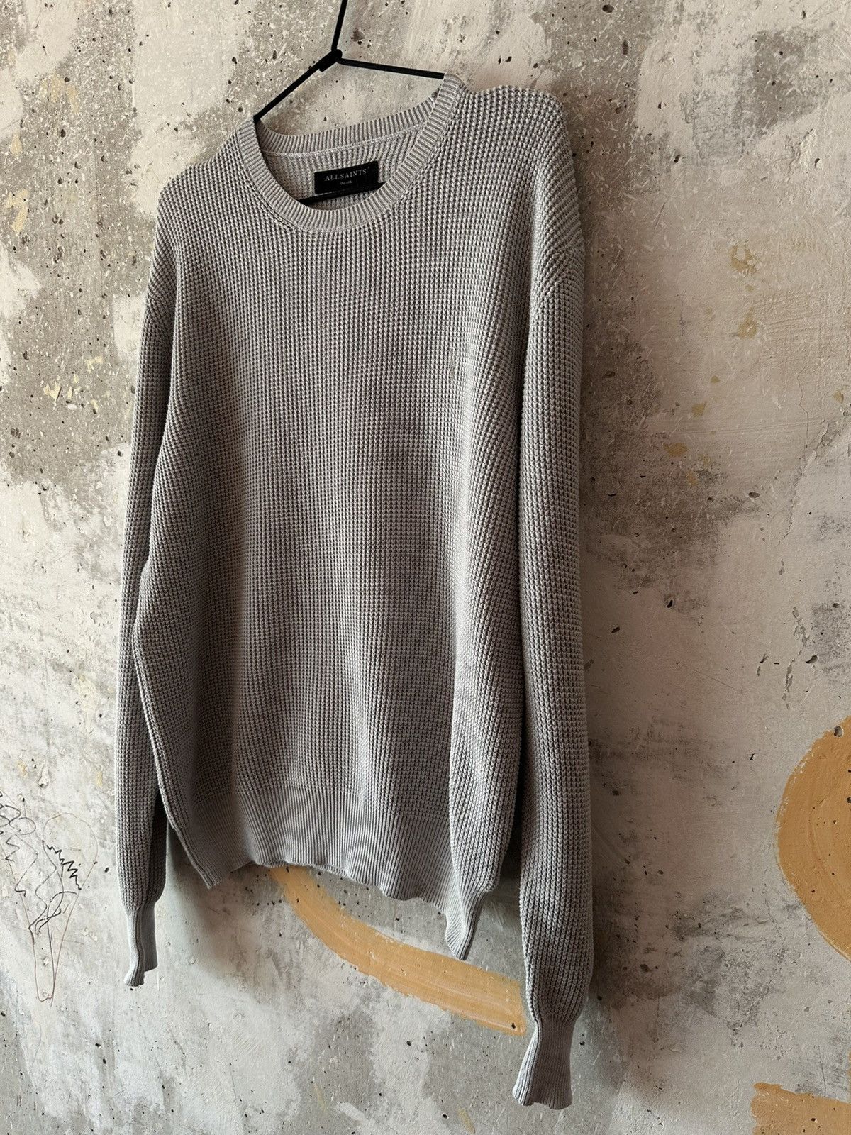 Allsaints Classic Allsaints Trias Crew Cotton Knitted Gray Sweater Size US M / EU 48-50 / 2 - 9 Thumbnail