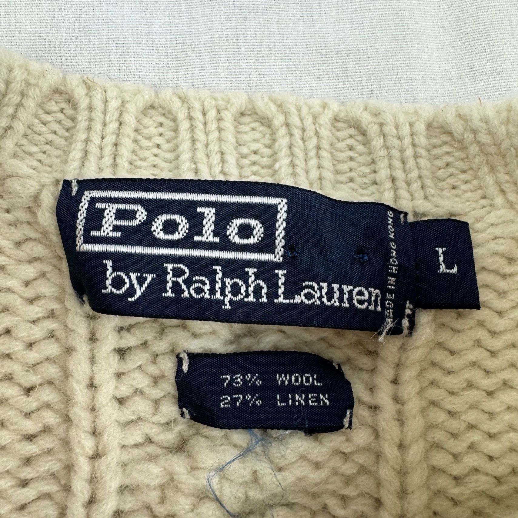 Polo Ralph Lauren VINTAGE Polo Ralph Lauren Wool Sweater Adult Large Ivory Knit 90s Preppy Mens Size US L / EU 52-54 / 3 - 2 Thumbnail