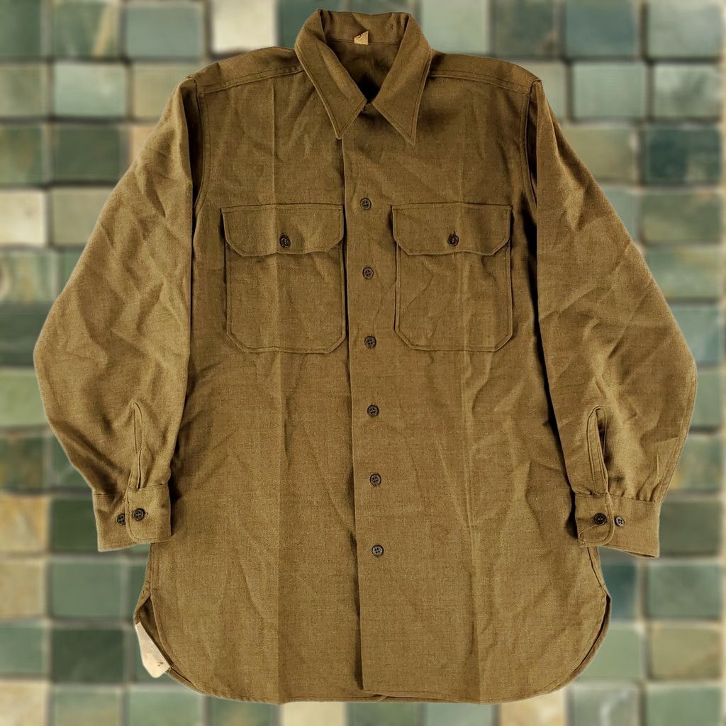 Vintage VINTAGE US Army M43 Wool Field Shirt Gusseted Brown Mens M 15/32 Long Sleeve Shirt Size US M / EU 48-50 / 2 - 1 Thumbnail