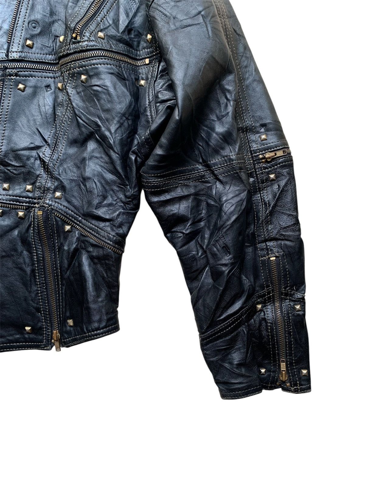 Yoshiyuki Konishi Vintage ficce multi zipper studded sheepskin leather jacket Size US L / EU 52-54 / 3 - 6 Thumbnail