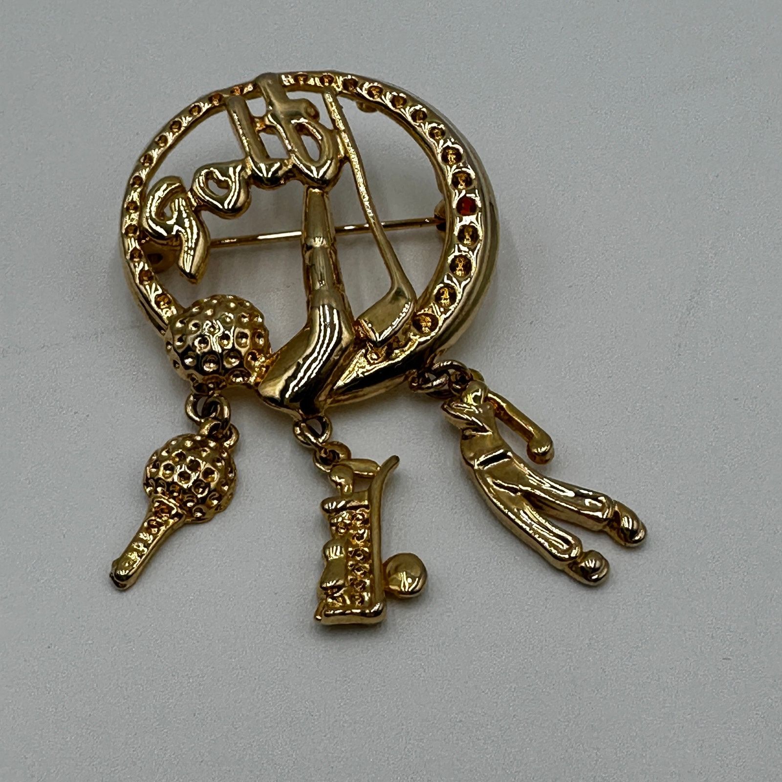 & Other Stories VTG Golf Brooch Dangling Charms Gold Tone Club Ball Golf Bag Size ONE SIZE - 14 Thumbnail