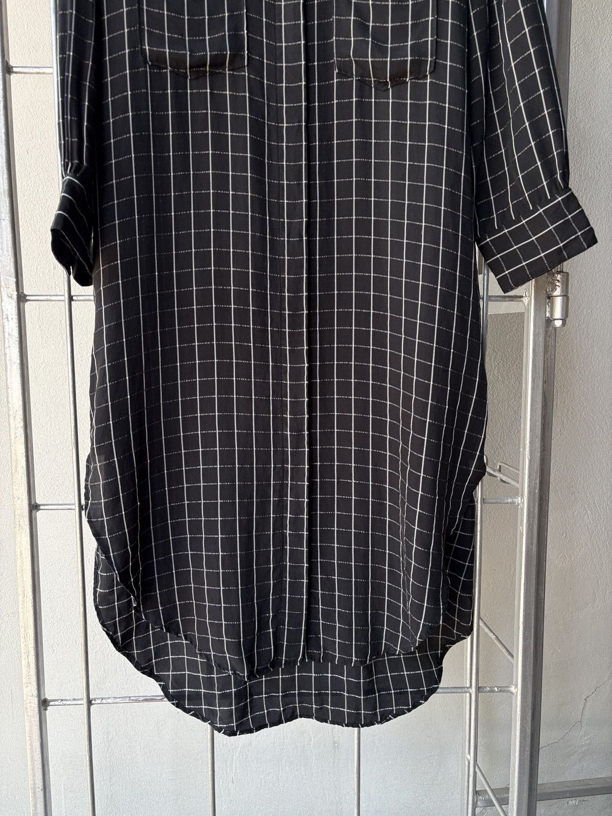 Y's × Yohji Yamamoto Y's Yohji Yamamoto grid black shirt dress. Size XS / US 0-2 / IT 36-38 - 5 Thumbnail