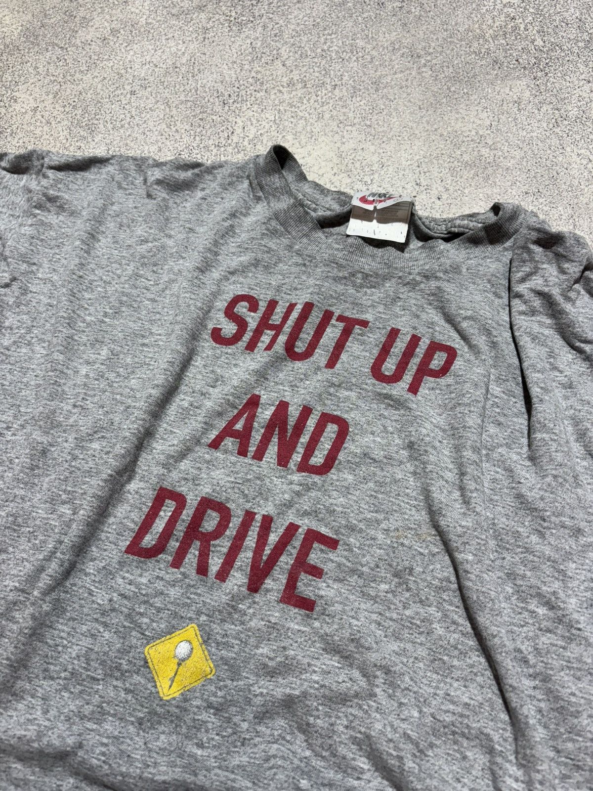 Nike × Vintage Vintage NIKE Big Logo Shut Up And Drive T-Shirt Gray Retro Size US M / EU 48-50 / 2 - 5 Thumbnail