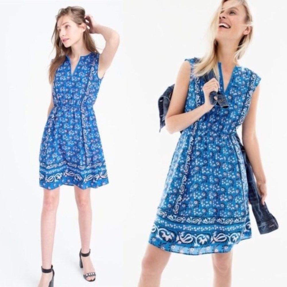 J.Crew J. Crew Silk Vintage Scarf Blue Dress Size 2 Size XS / US 0-2 / IT 36-38 - 1 Thumbnail