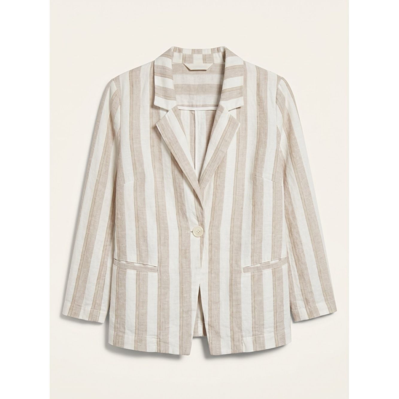 Chicos Chico's Linen Cotton Striped Blazer Size 1 US M Size M / US 6-8 / IT 42-44 - 2 Thumbnail
