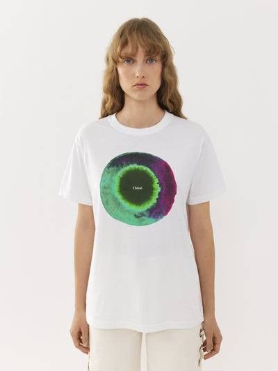 Chloe o1loc1c0425 CHC23 T-Shirt in White & Green Size L / US 10 / IT 46 - 2 Thumbnail