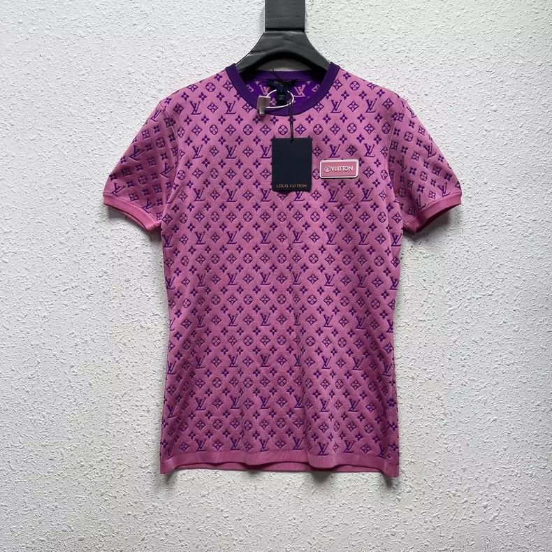 Louis Vuitton LOUIS VUITTON Purple and pink color matching full logo knit Size US L / EU 52-54 / 3 - 1 Thumbnail