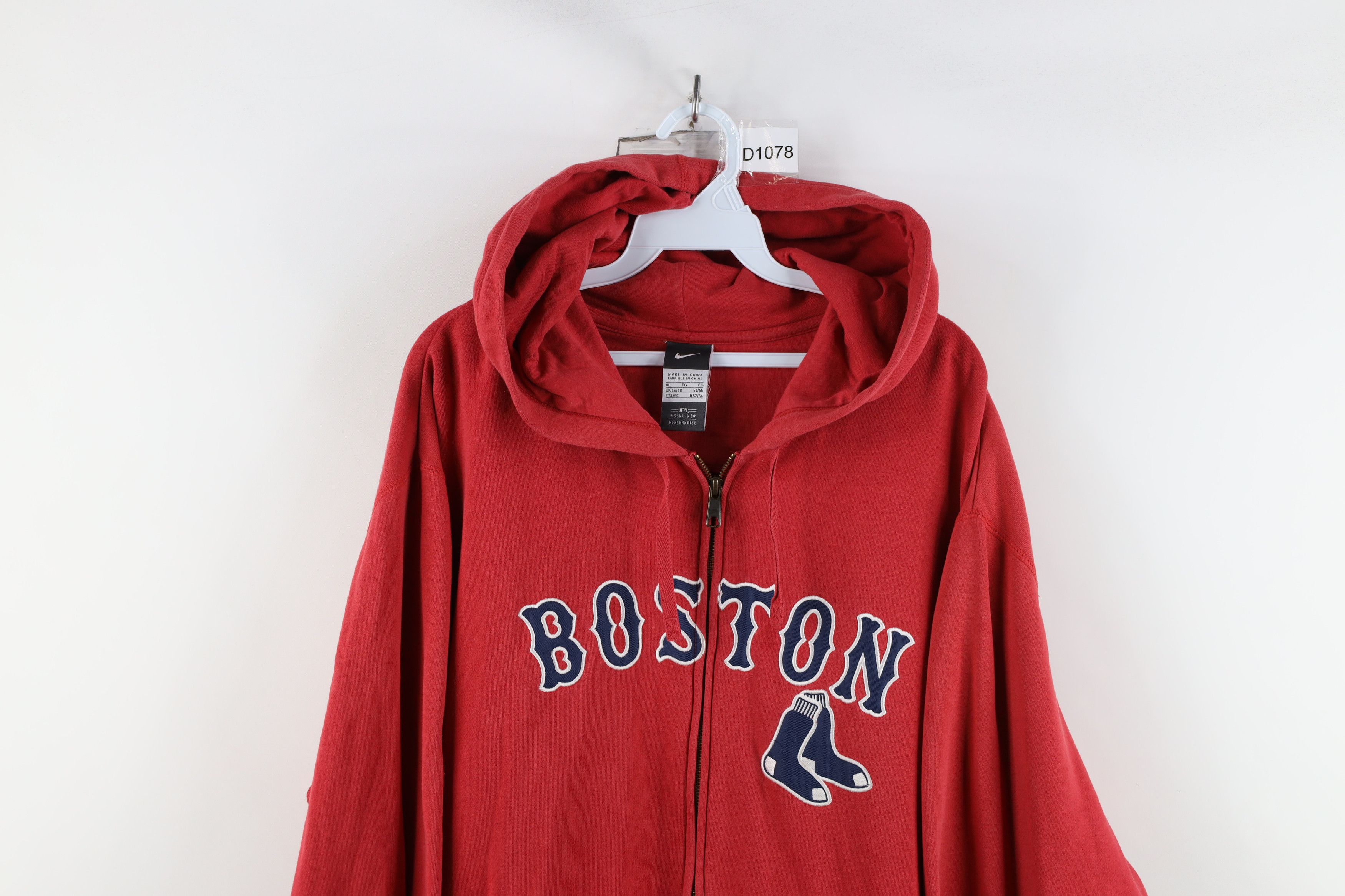 Nike × Vintage Vintage Nike Mini Swoosh Boston Red Sox Baseball Zip Hoodie Size US XL / EU 56 / 4 - 2 Thumbnail