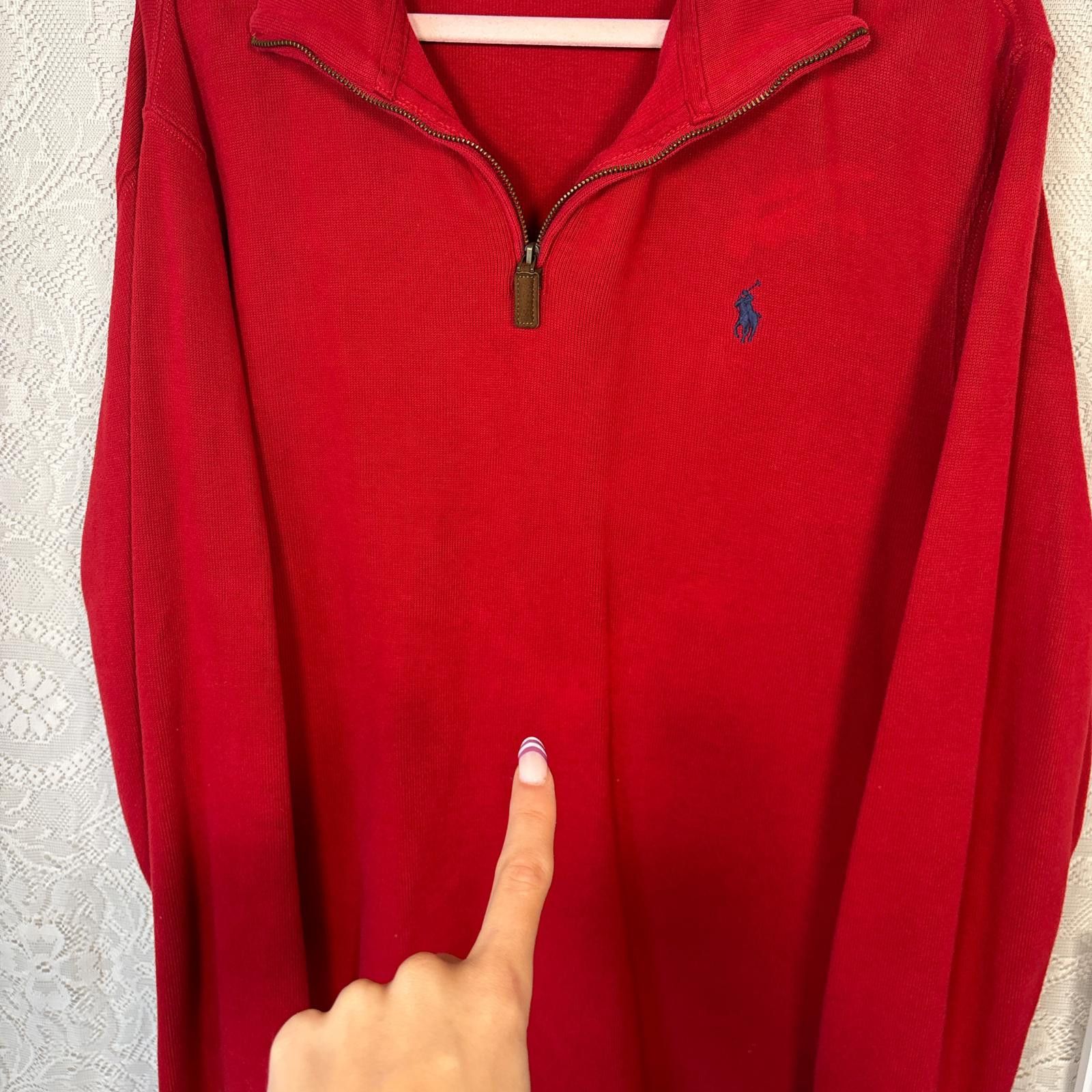 Polo Ralph Lauren vintage red quarter zip polo sweater Size US L / EU 52-54 / 3 - 5 Thumbnail