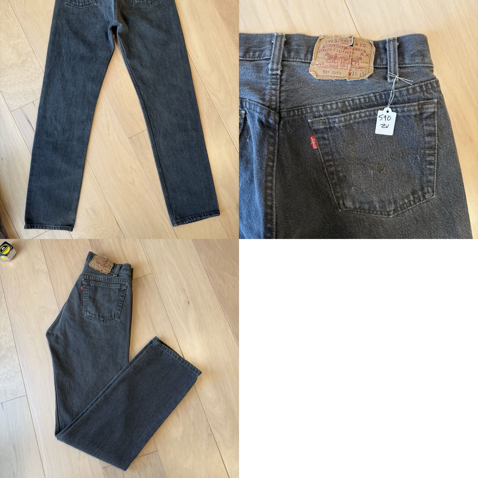 Levi's VINTAGE Levi's 501 Jeans 29 Black 80s USA Made Workwear Non Selvedge Men Size 29" - 8 Thumbnail