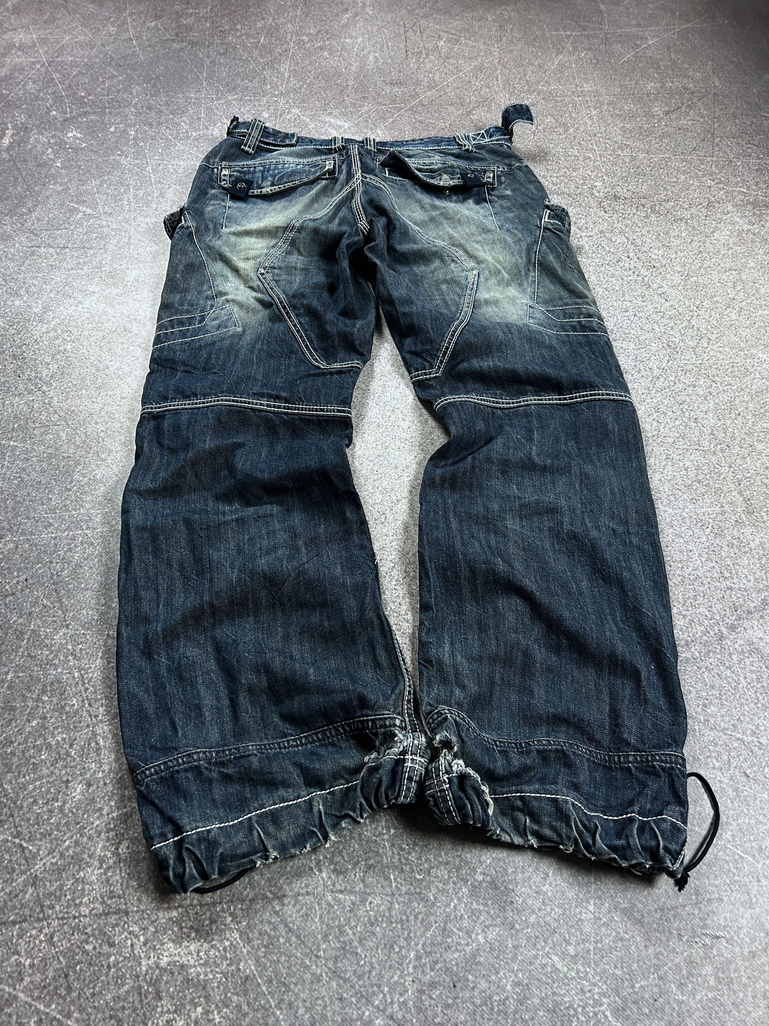 Japanese Brand Cargo Denim Pants Multi Pocket Baggy Techwear Y2K Archive Size US 32 / EU 48 - 2 Thumbnail