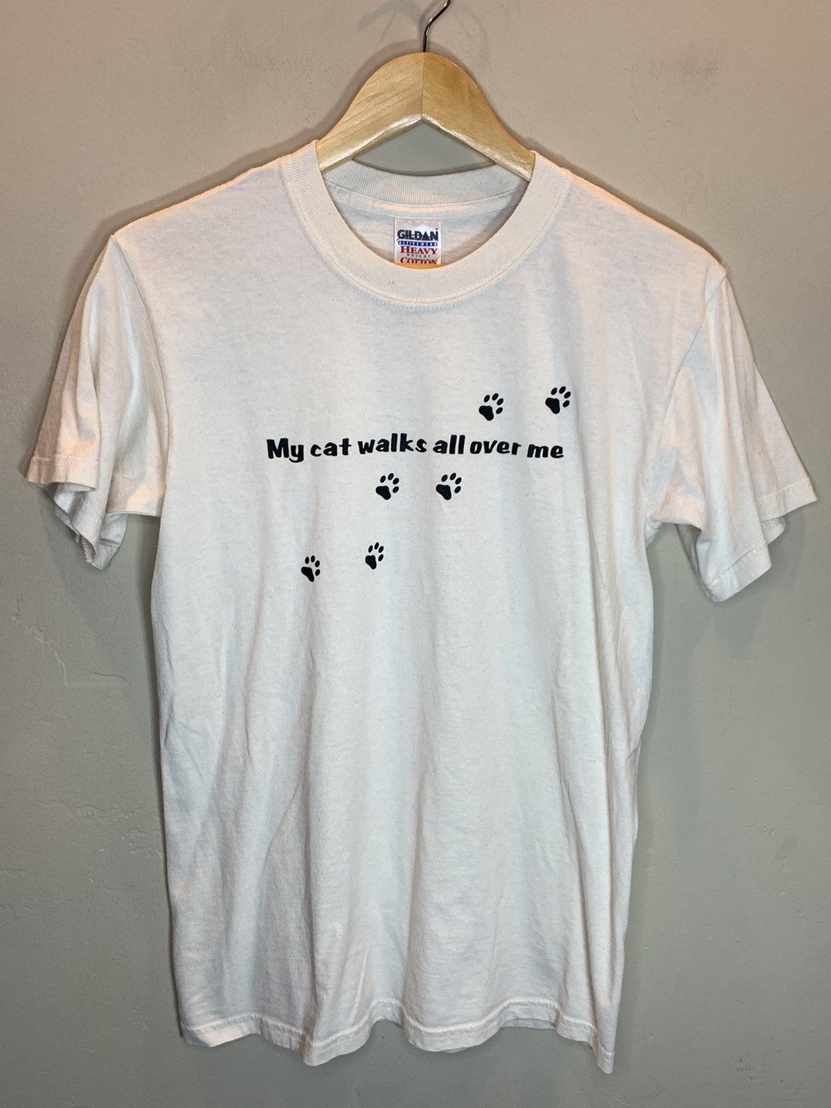 Vintage *RARE* Vintage 90’s My Cat Walks All Over Me Paw Print Shirt Size US S / EU 44-46 / 1 - 1 Thumbnail