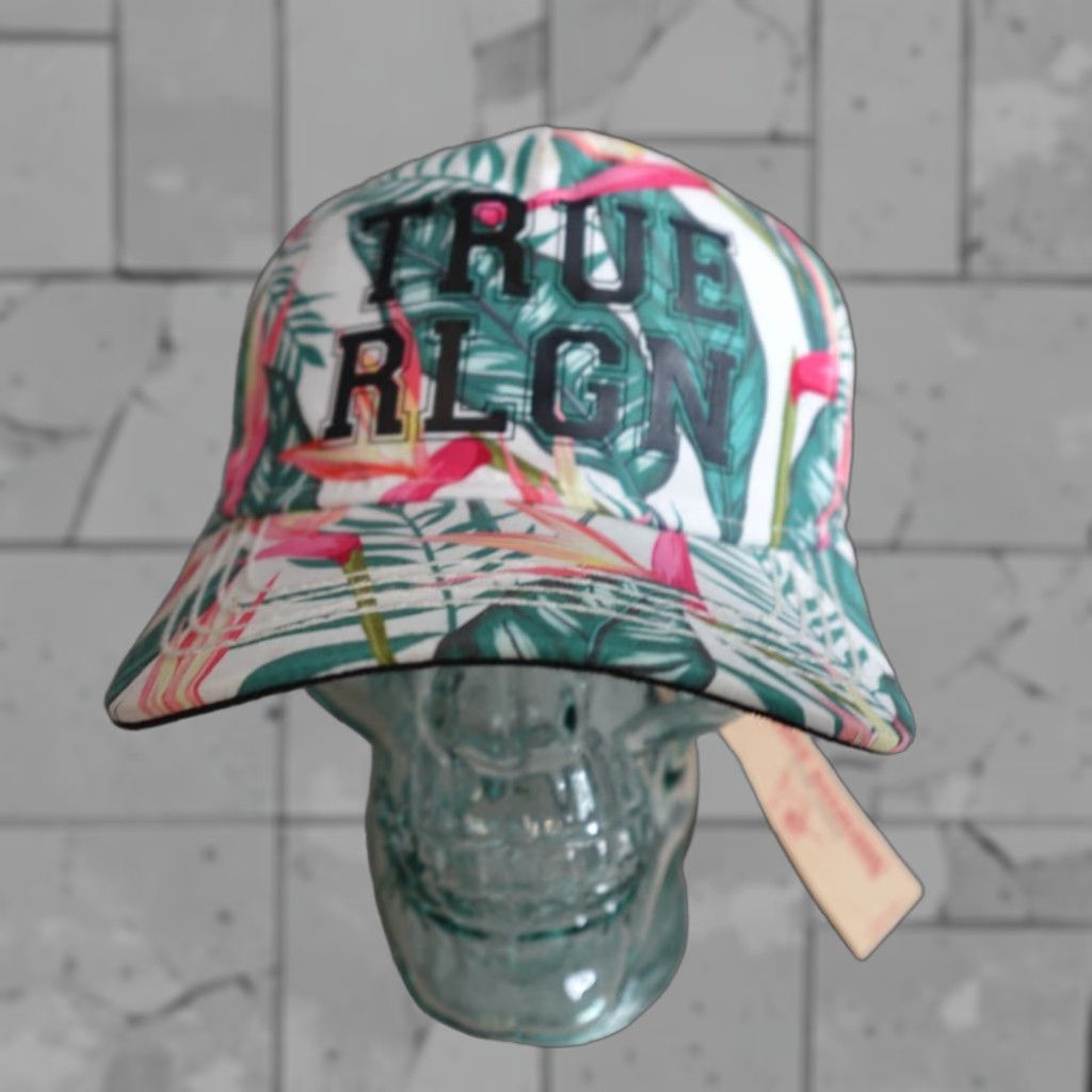 True Religion True Religion Hat Baseball Cap Adjustable Womens Blue Floral All Over Embroidered 100% Polyester Strapback Size ONE SIZE - 1 Thumbnail