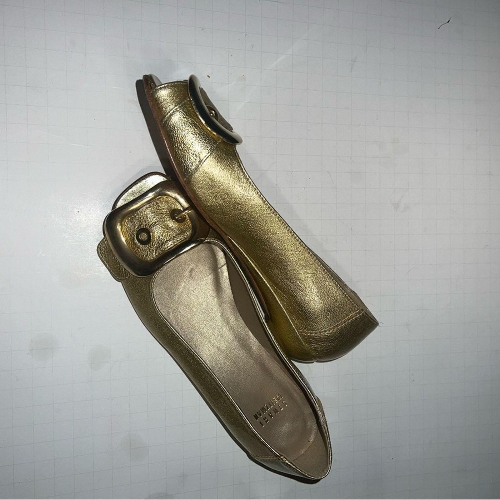 Stuart Weitzman STUART WEITZMAN gold mini wedge open toed shoes 5.5 Size US 5.5 / IT 35.5 - 5 Thumbnail
