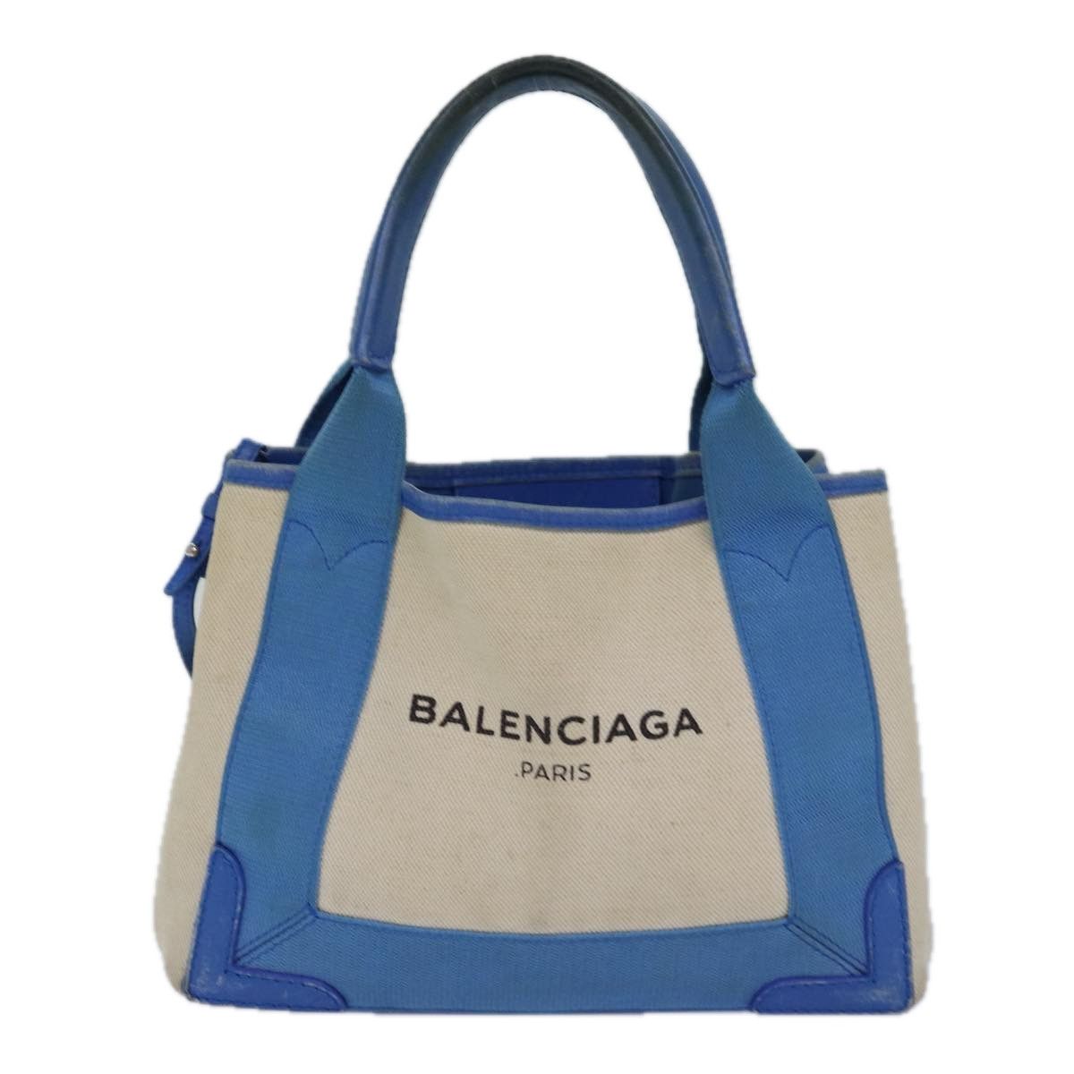 Balenciaga Navy Cabas Beige Canvas Handbag (Pre-Owned) Size ONE SIZE - 1 Thumbnail