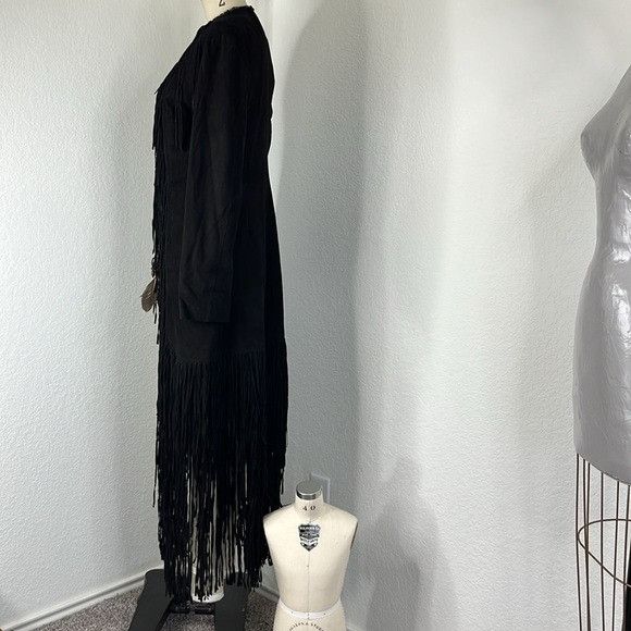 Designer × Handmade × Vintage Anna Trzebinski Navajo Sueded Beaded Fringe Leather Black Du Size M / US 6-8 / IT 42-44 - 9 Thumbnail