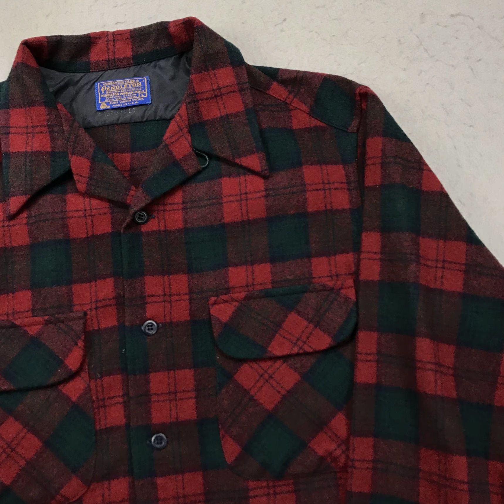 Pendleton VINTAGE Pendleton Board Shirt Mens Large Red Wool Flannel Shirt Button-Up with Pockets Size US L / EU 52-54 / 3 - 3 Thumbnail