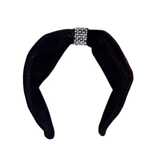 Other Black Velvet Headband With Pearl & Rhinestone Accent Size ONE SIZE - 3 Thumbnail