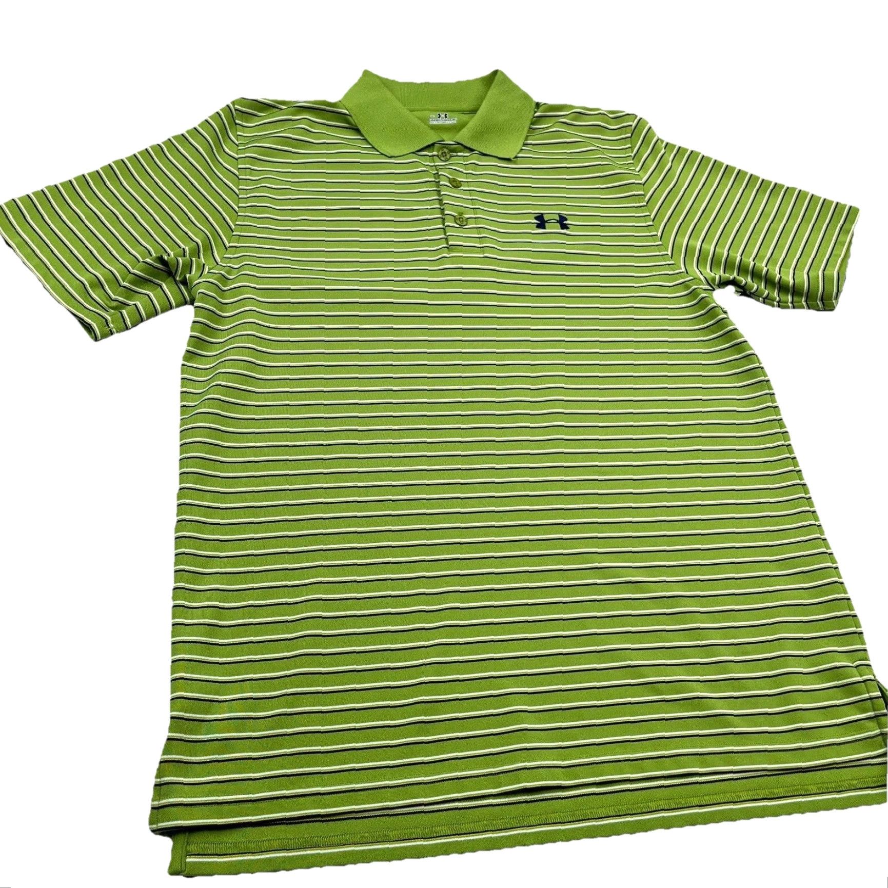 Under Armour Under Armour Polo Shirt Men M Green Striped Performance Quick Dry Golf Poly Size US M / EU 48-50 / 2 - 4 Thumbnail