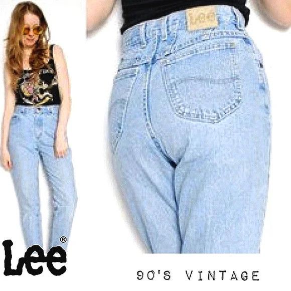 Lee 90s Lt Wash High Waisted Mom Jeans Denim Fall Spring School Size 36" / US 14 / IT 50 - 2 Thumbnail
