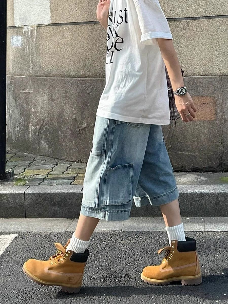 Japanese Brand × Jean Loose straight leg multi pocket denim shorts Size US 32 / EU 48 - 6 Thumbnail