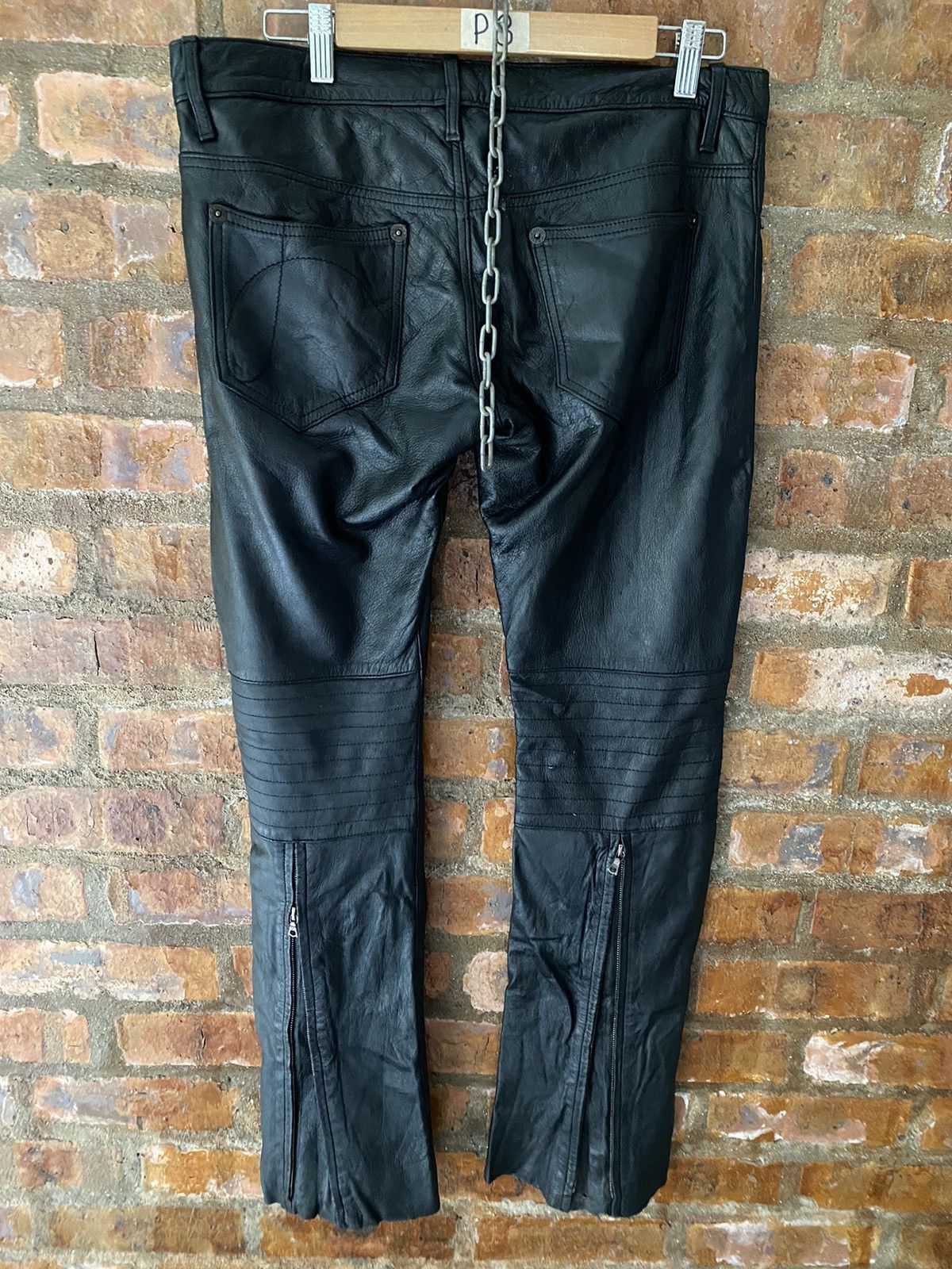 NO ID 2000s Lamb Leather Rider Zipper pants Size US 33 - 9 Thumbnail