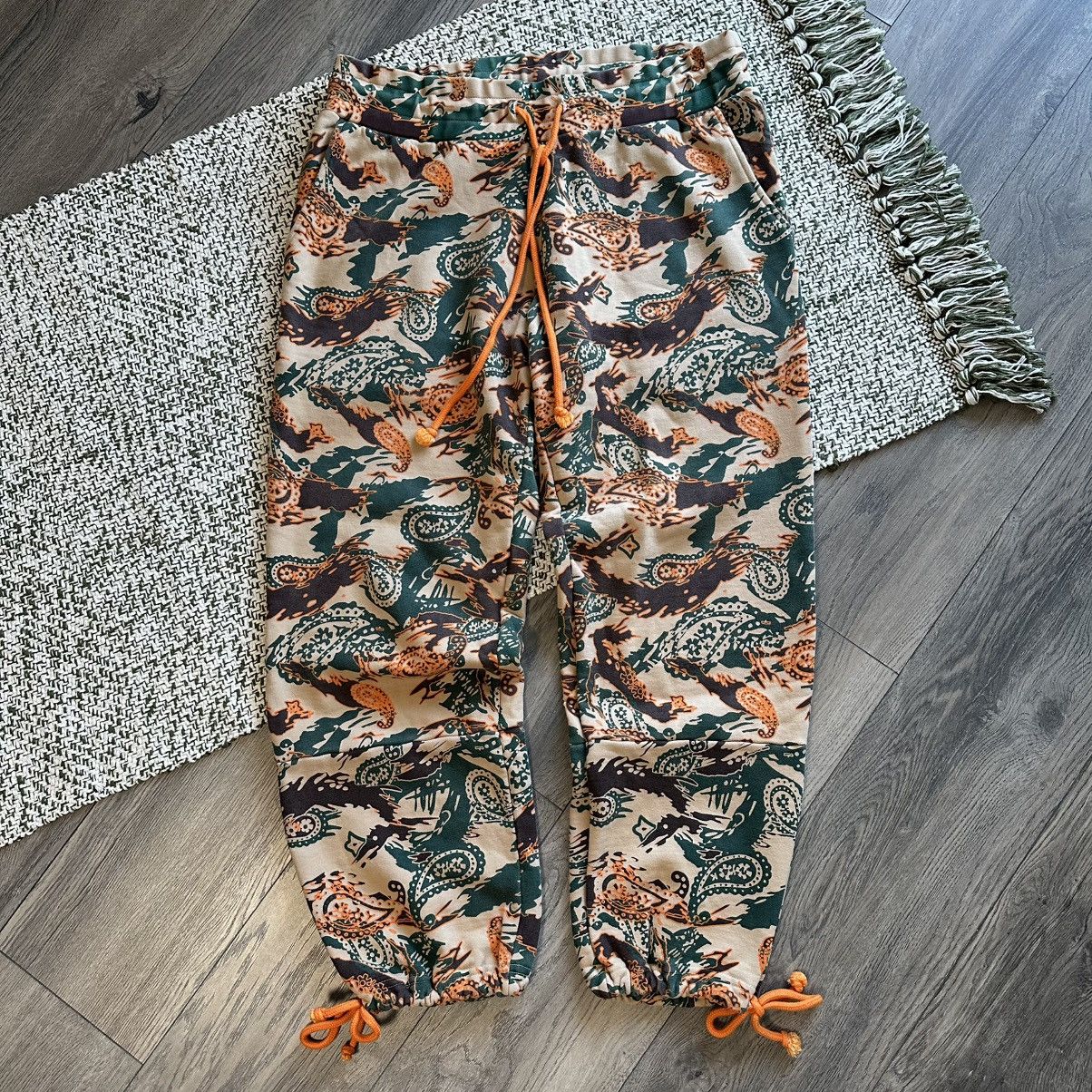 Other Japanese Brand 24karats Paisley Green Tan Orange Sweatpants Size 33" - 1 Thumbnail