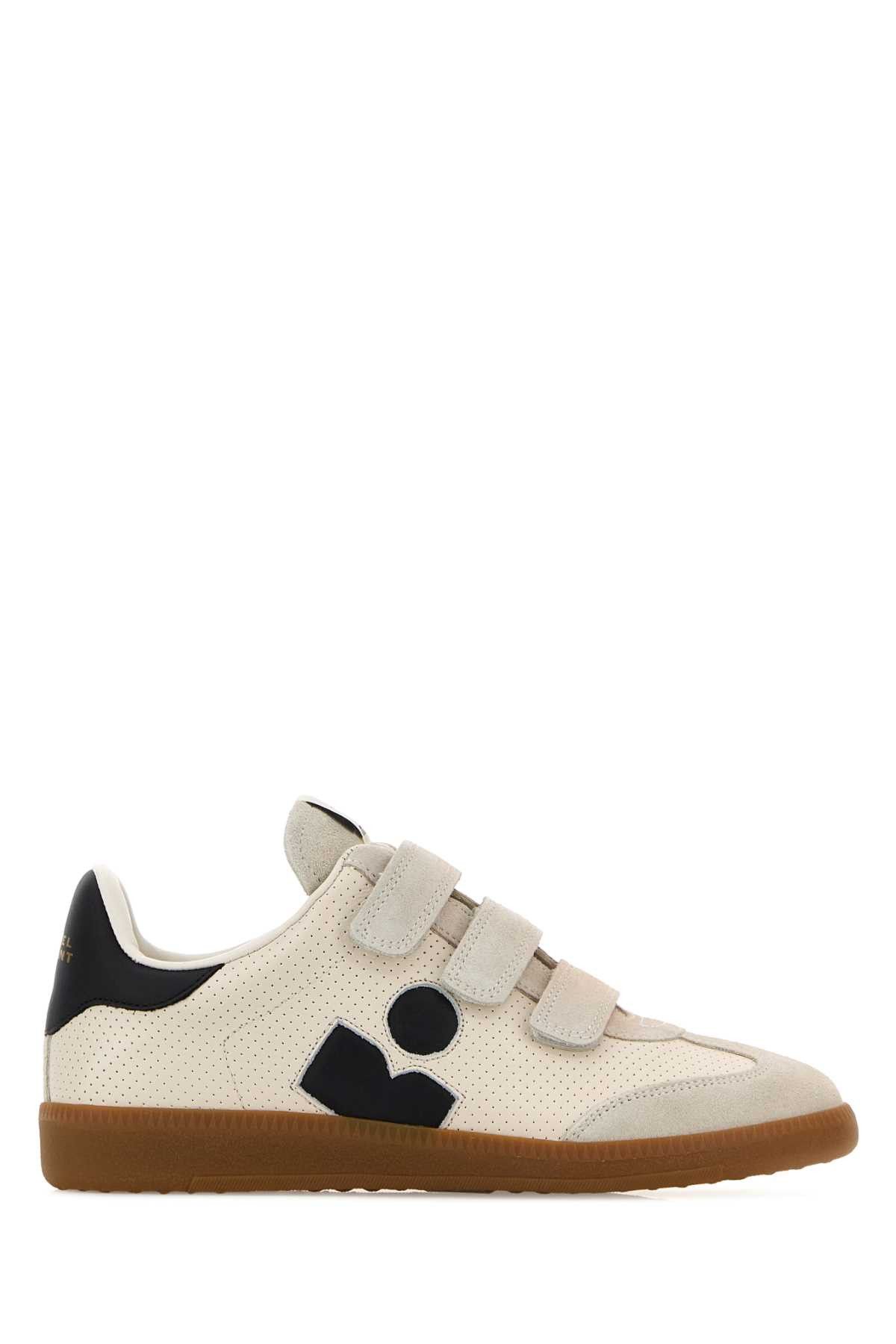 Isabel Marant Chalk Leather And Suede Beth Sneakers Size US 5 / IT 35 - 1 Thumbnail