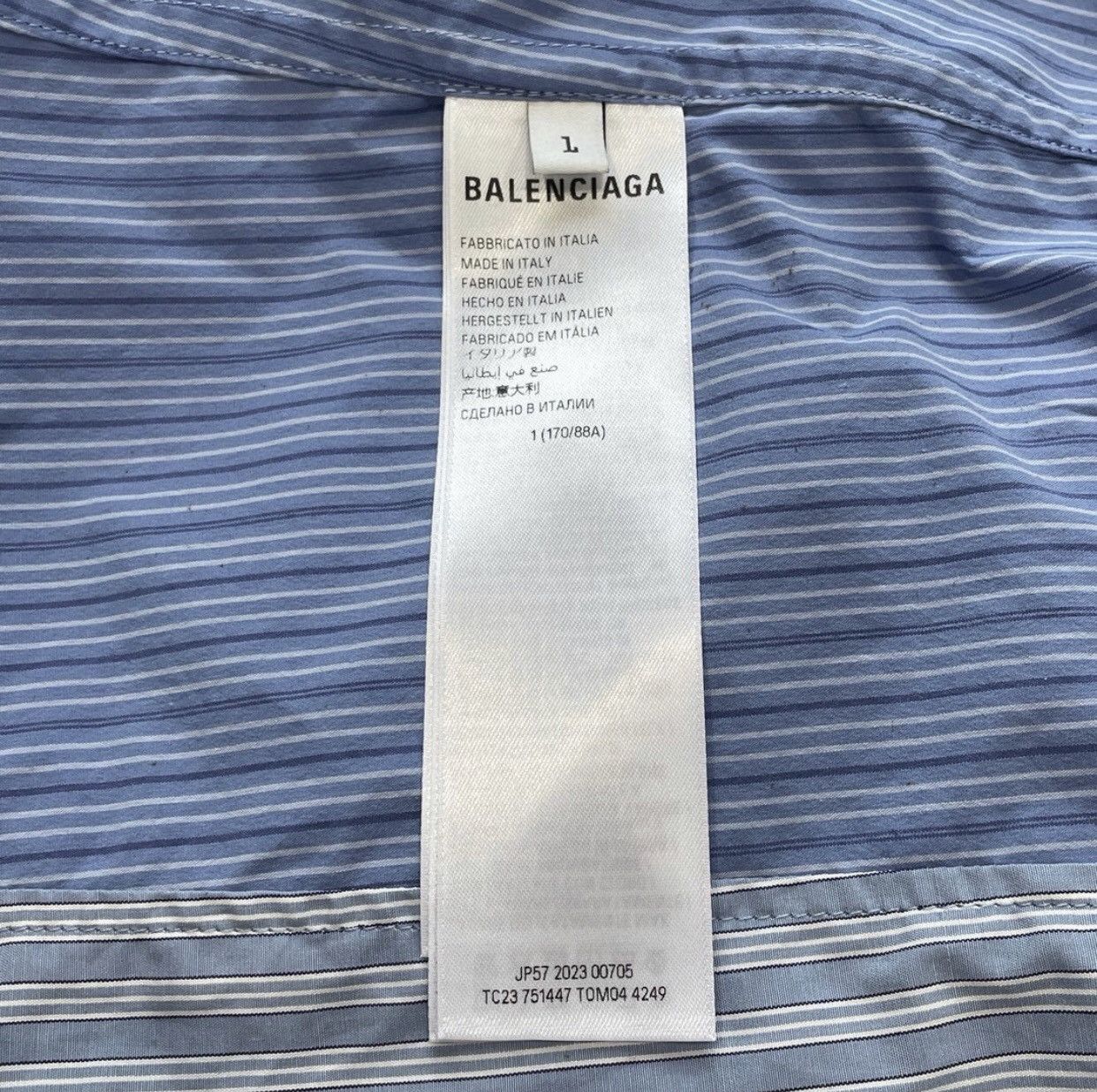 Balenciaga Balenciaga FW23 striped color blocked long sleeved shirt Size US L / EU 52-54 / 3 - 8 Thumbnail