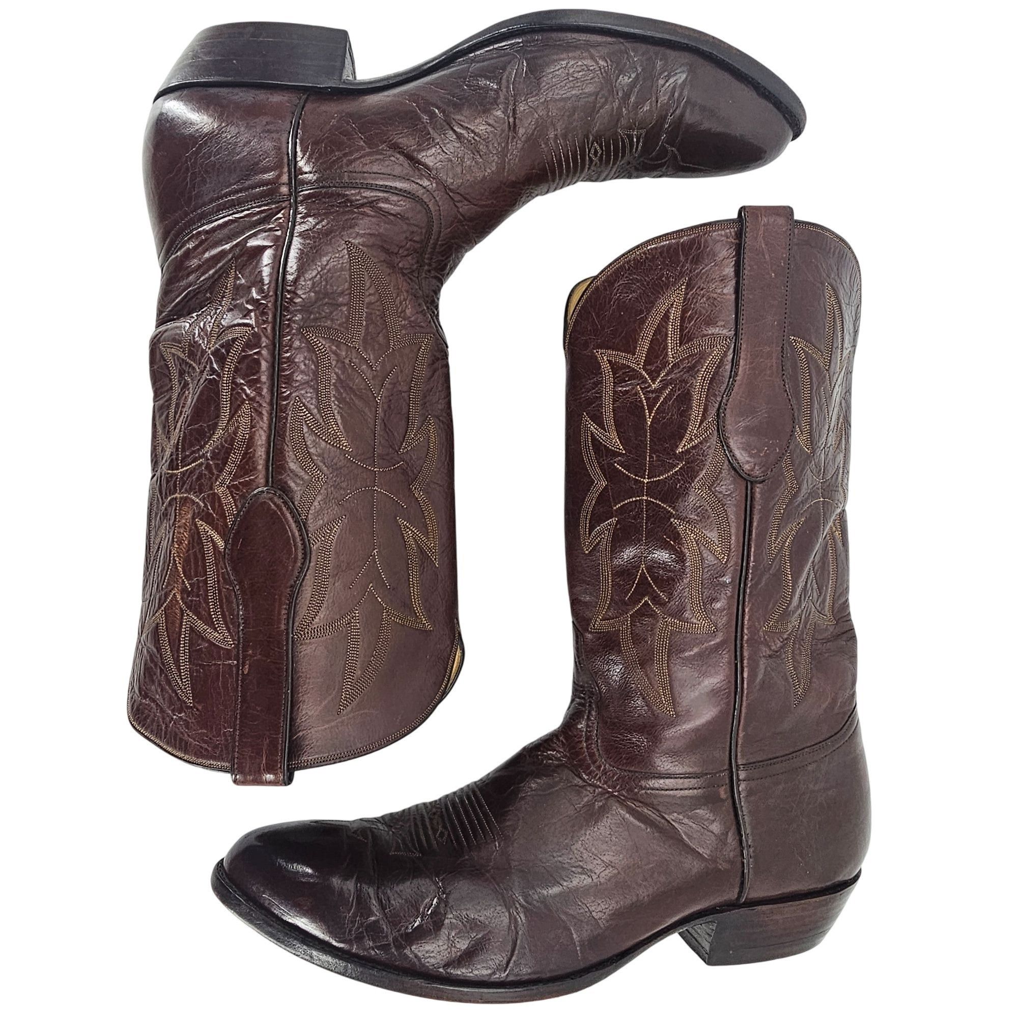 Other Tres Outlaws Falconhead Mens sz 15 Dark Brown Leather Custom Size US 15 / EU 48 - 7 Thumbnail