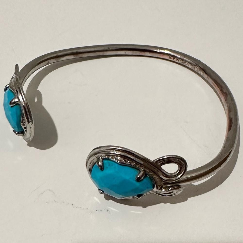 Kendra Scott Kendra Scott Andy Bracelet Turquoise Silver Pinch Cuff Size ONE SIZE - 2 Thumbnail