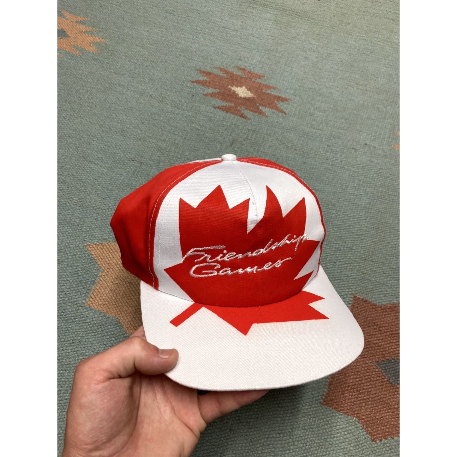Vintage VINTAGE AJM Snapback Hat Big Logo Maple Leaf Canada Olympics 80s Red Adjustable Men Size ONE SIZE - 2 Thumbnail