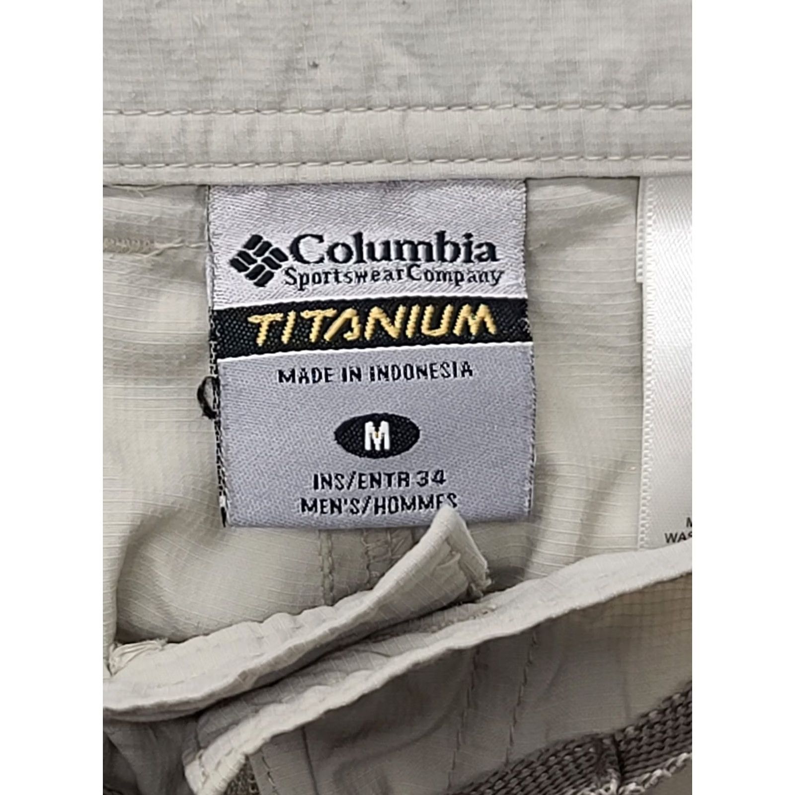 Vintage Columbia Pants Mens M 32x31 Omni Dry Convertible Cargo Pocket Beige Nylon Regular Fit Pants Size US 31 - 2 Thumbnail