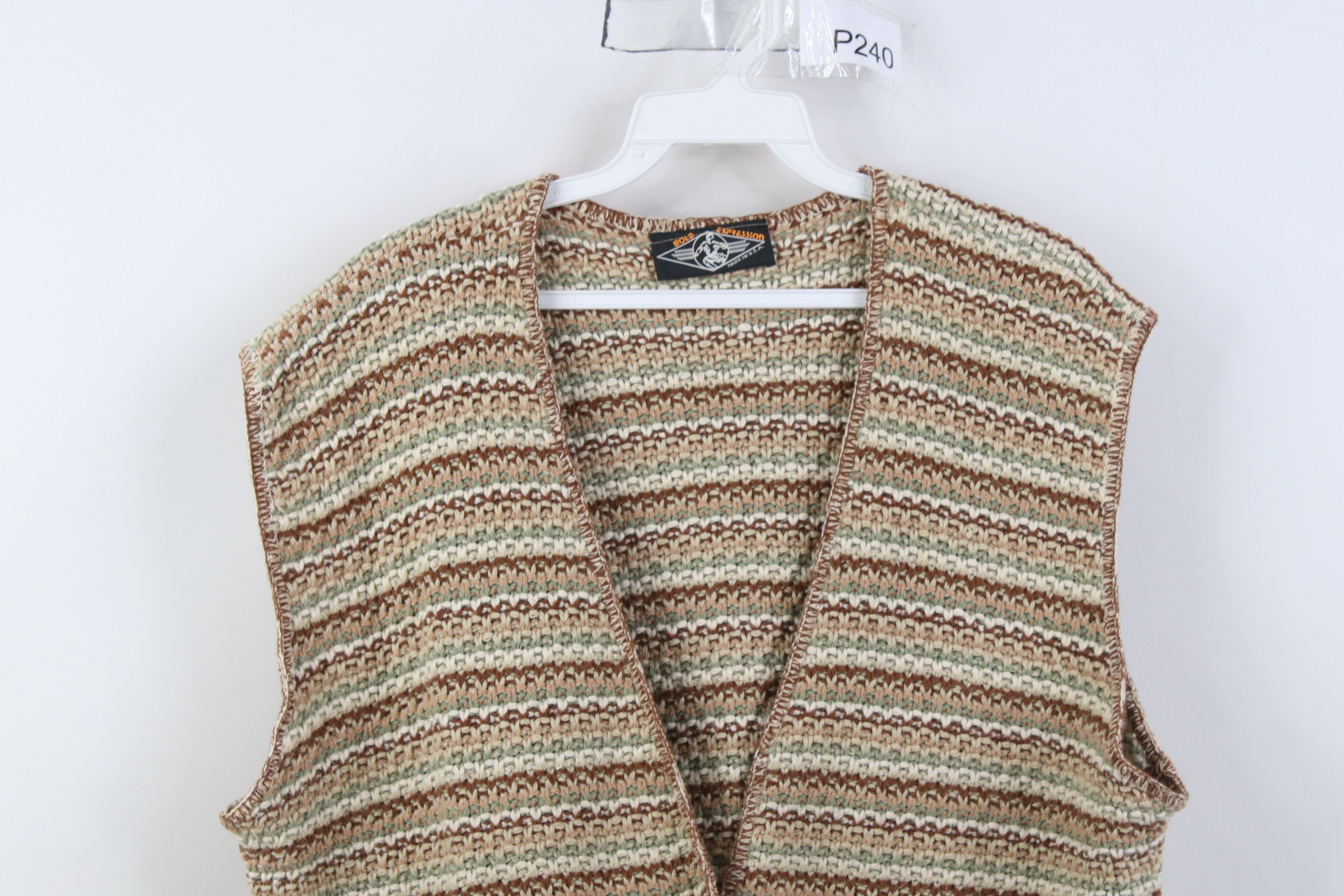 Vintage Vintage 90s Streetwear Tone Striped Knit Sweater Vest USA Size XL / US 12-14 / IT 48-50 - 2 Thumbnail