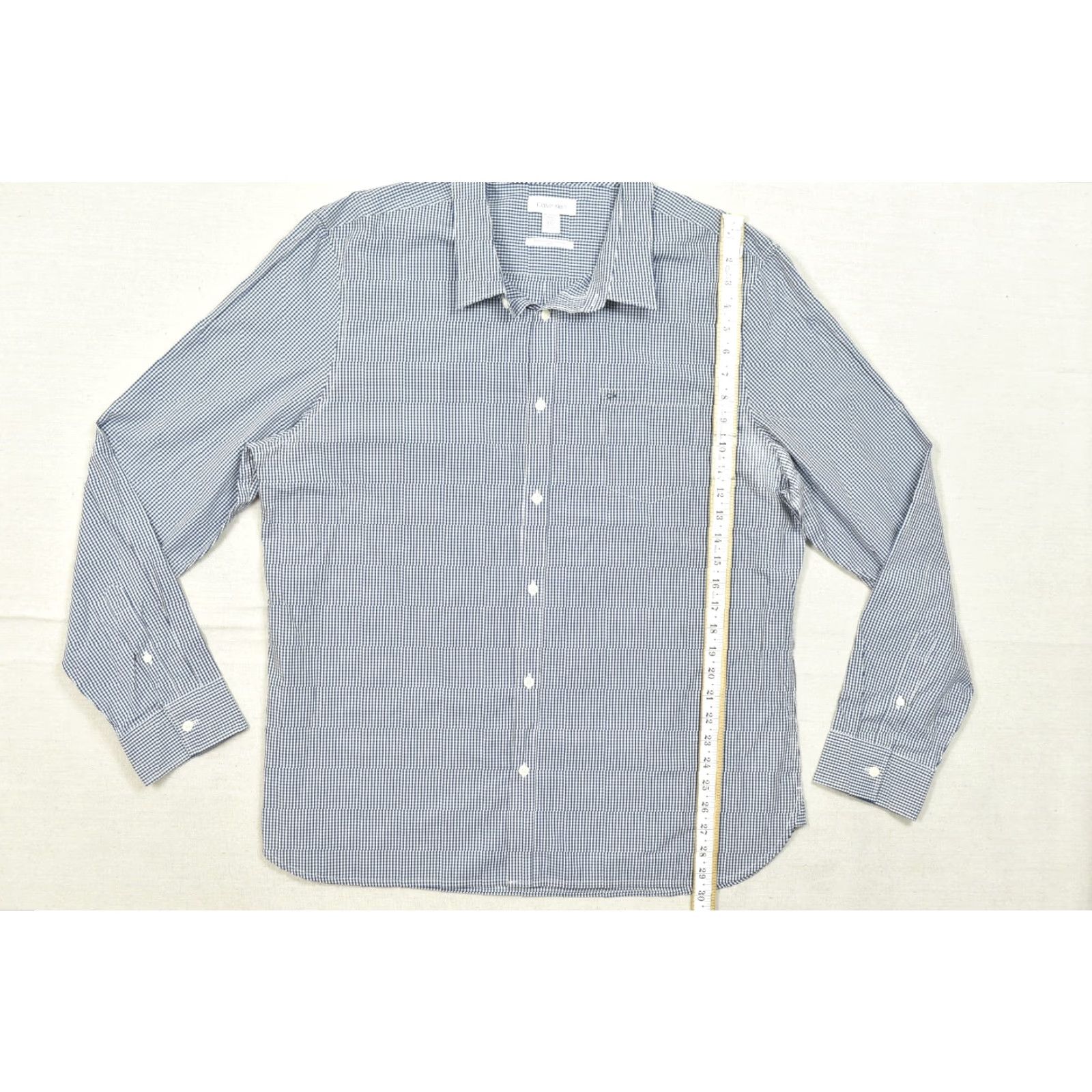 Calvin Klein Calvin Klein Extra-Fine Cotton Shirt Mens XXL Slim Fit Blue White Gingham Check Shirt Size US XXL / EU 58 / 5 - 4 Thumbnail
