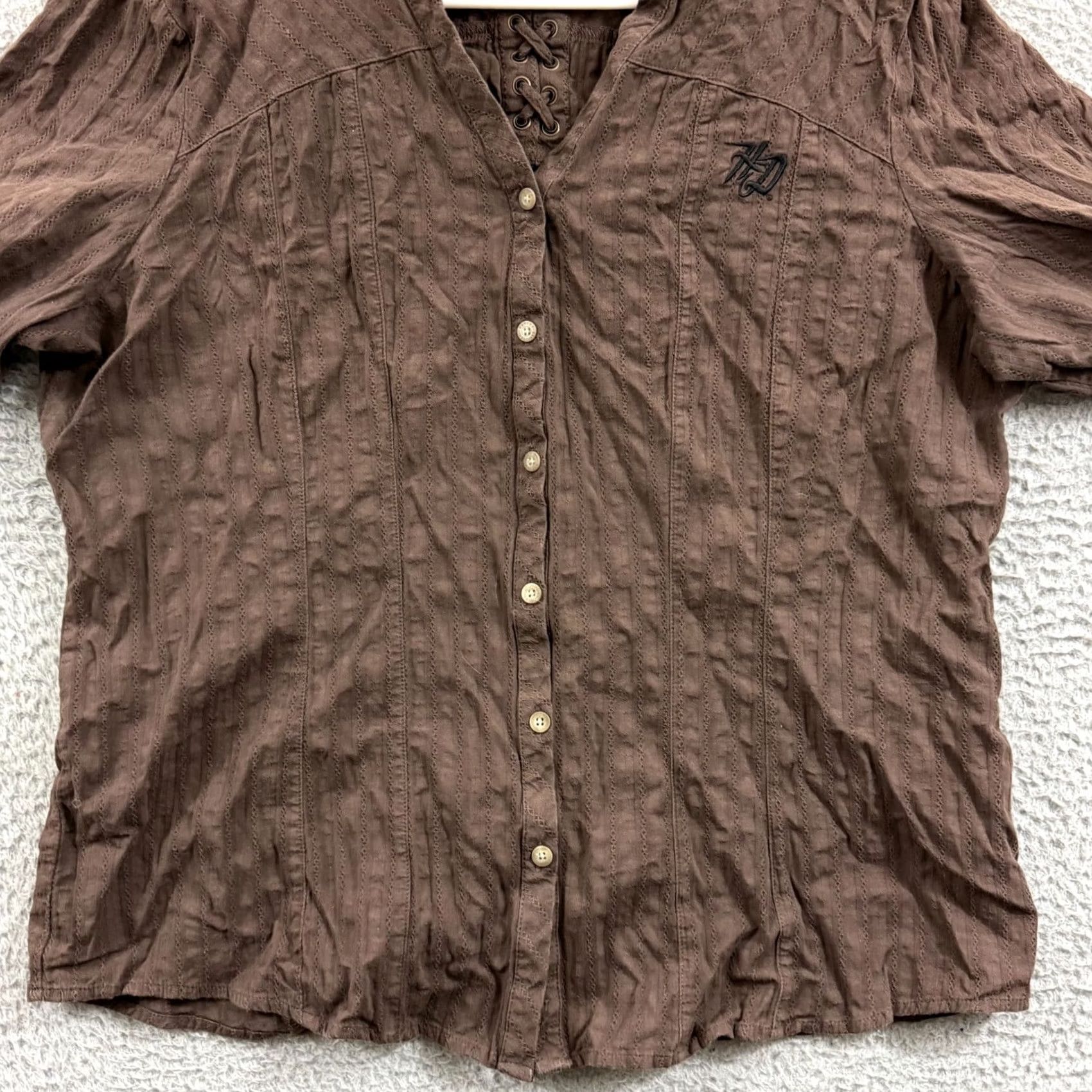 Harley Davidson Harley-Davidson Shirt Womens 1W Brown V-Neck Button Up Casual Biker Motorcycle Size XS / US 0-2 / IT 36-38 - 2 Thumbnail