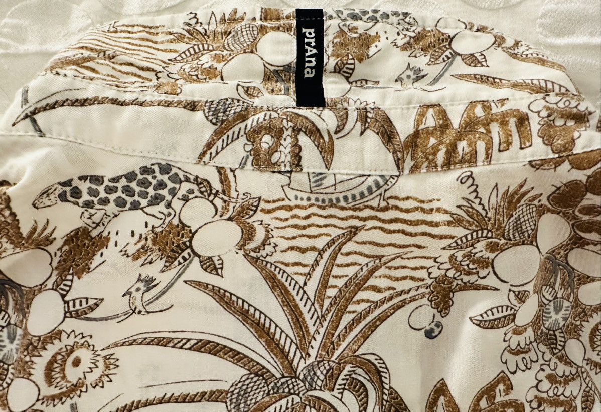 Prana Prana Hawaiian Button Up Shirt Mens XL Tan Short Sleeve Size US XL / EU 56 / 4 - 7 Thumbnail