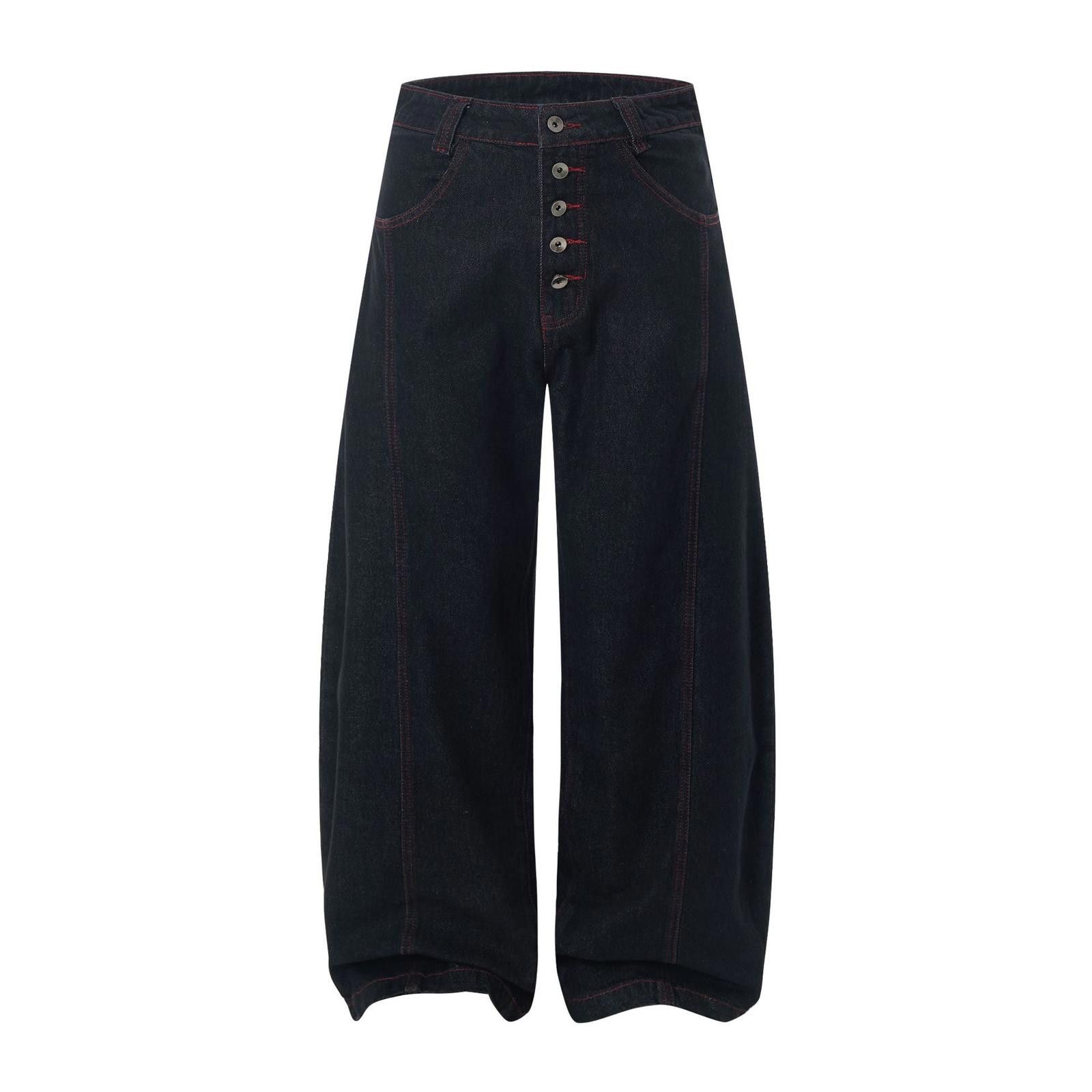 Japanese Brand Black Wide Leg Denim Jeans, Button Fly Jeans Size US 30 / EU 46 - 1 Thumbnail