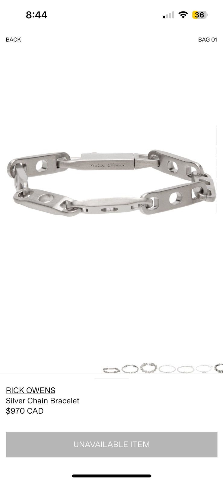 Rick Owens Chain Bracelet Size ONE SIZE - 4 Thumbnail
