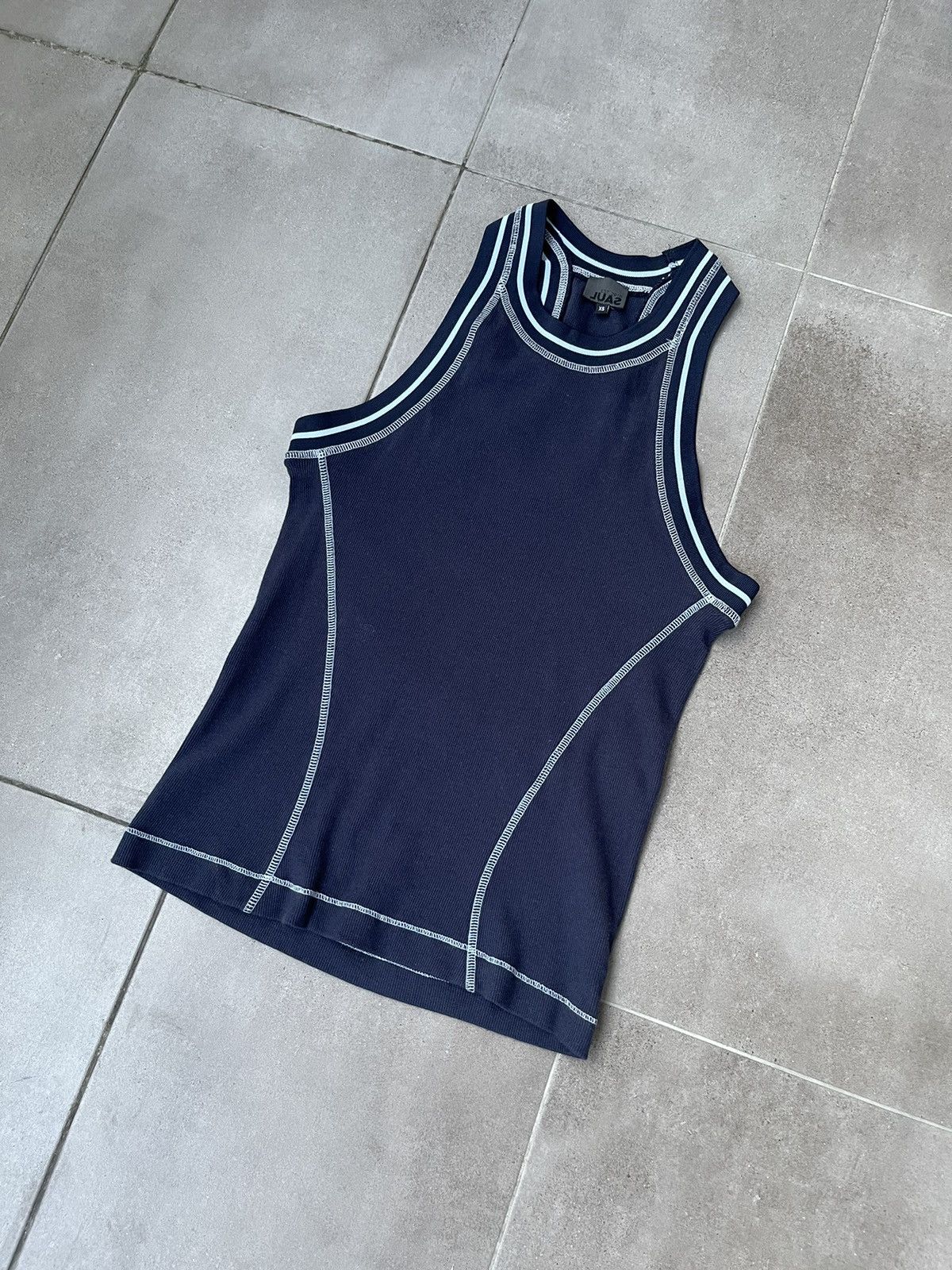 Saul Nash !DS! SS23 Saul Nash Navy Overlock Stitch Tank Top Size US XS / EU 42 / 0 - 9 Thumbnail