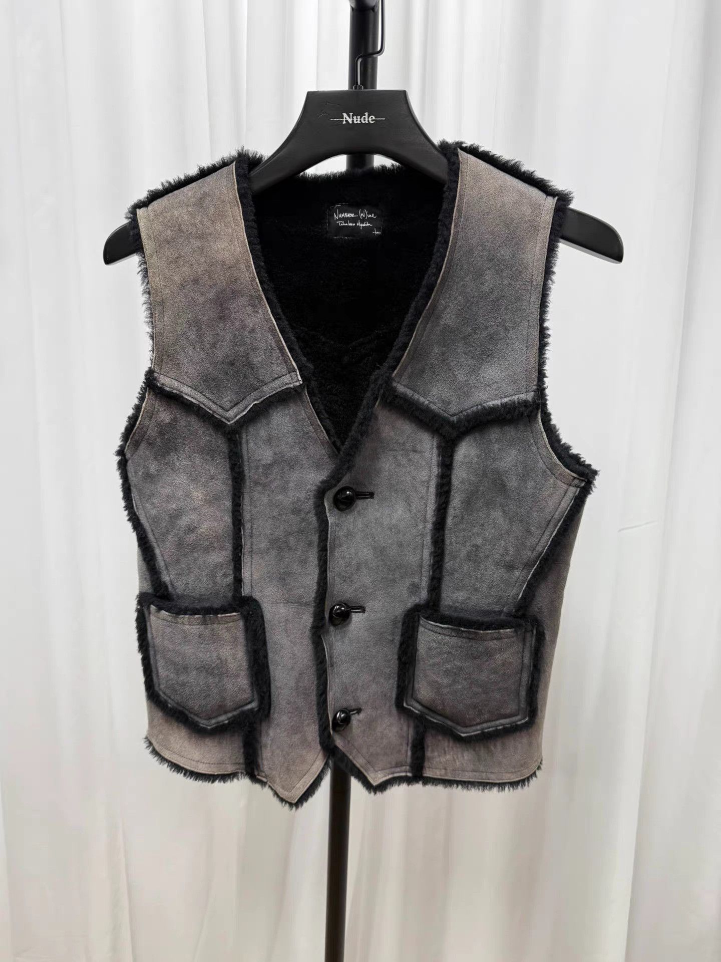 Number (N)ine Number (N)ine 09AW Shearling & Sheepskin Panel Vest K20 Size US S / EU 44-46 / 1 - 1 Thumbnail