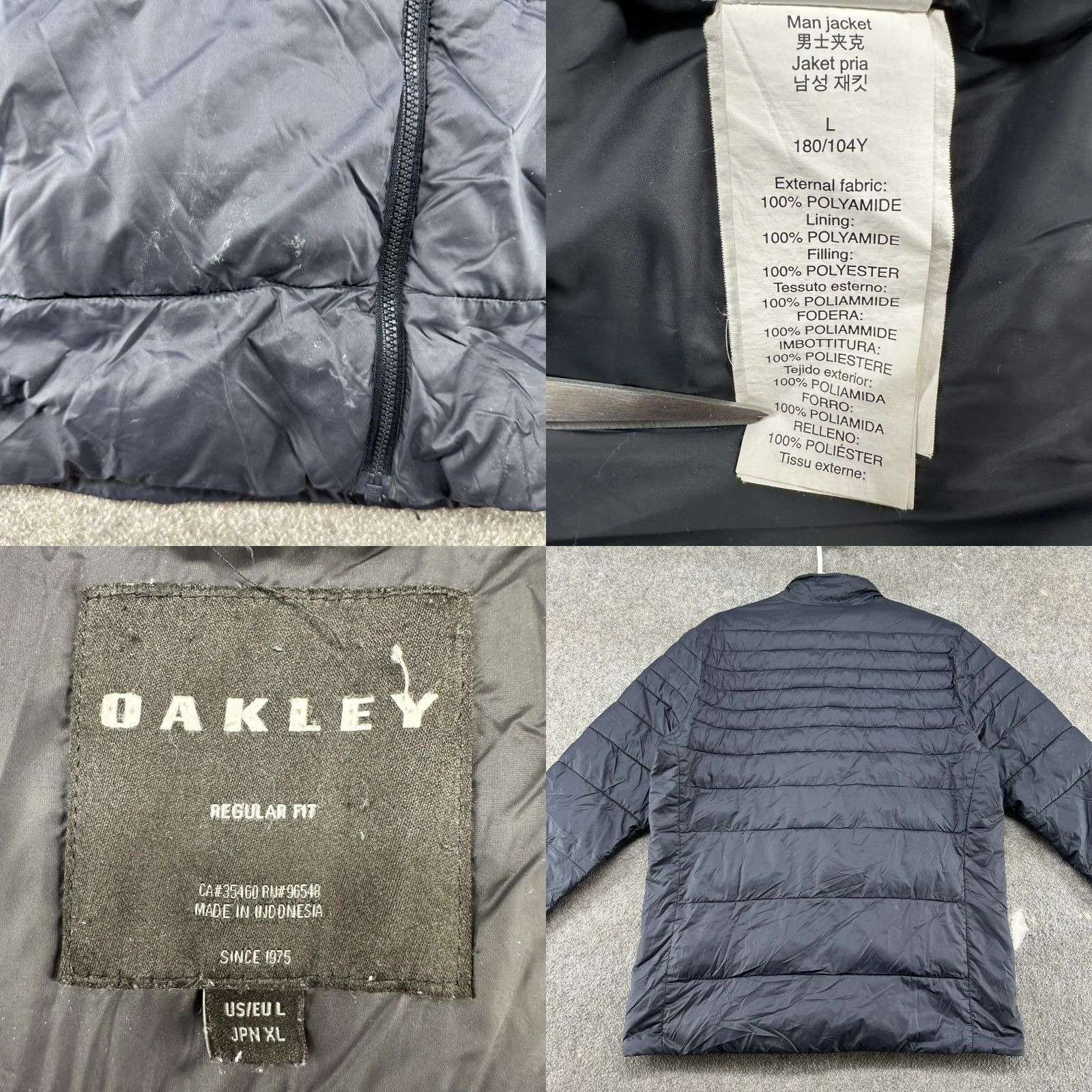 Oakley Oakley Jacket Mens L Black Puffer Full Zip Regular Fit Lined Polyester Insulated Size US L / EU 52-54 / 3 - 8 Thumbnail