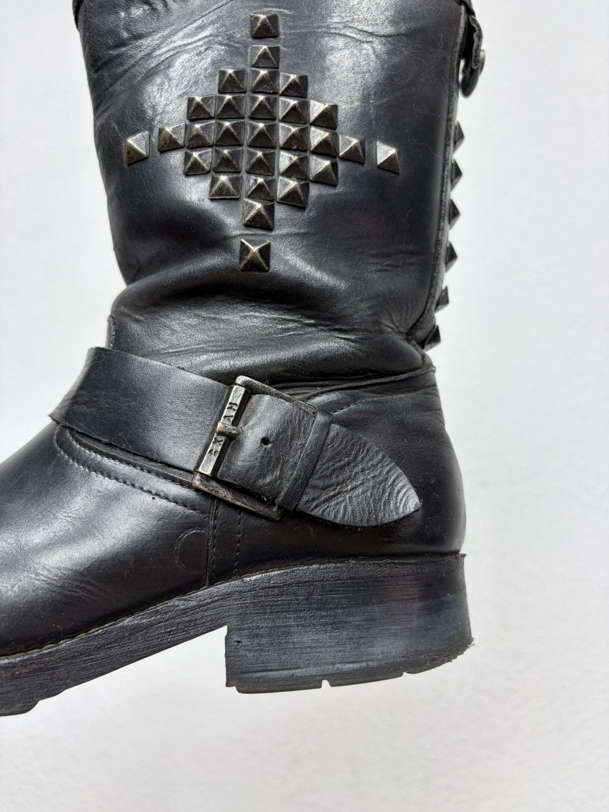 Hedi Slimane Artisan Black Harness High Guidi Vibe Leather Biker Boots Size US 7.5 / EU 40-41 - 11 Thumbnail