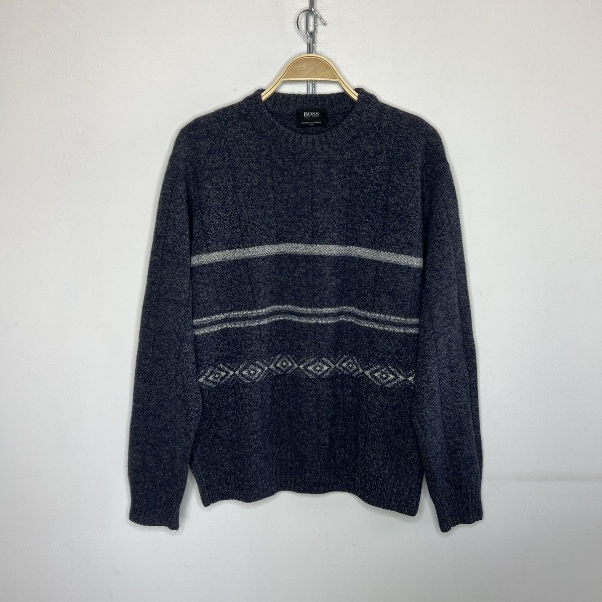 Designer × Hugo Boss × Vintage Vintage 90s Wool Silk Blend Hugo Boss Sweater Jumper Knit Size US L / EU 52-54 / 3 - 1 Thumbnail